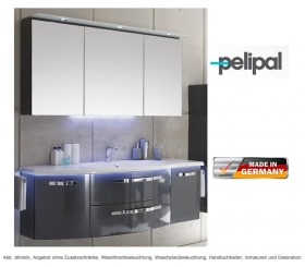 Pelipal Badmöbel als Set 7005 Spiegelschrank mit Kranz Beleuchtung und Waschtischset 150 cm 