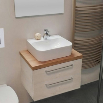 Baderkeramik Gästebad Badmöbel als Waschtisch-Set 60 cm mit Villeroy & Boch Becken und zwei Auszügen 