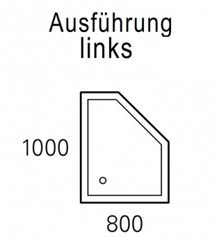 Mauersberger Duschwanne CIRCI 100 x 80 cm - superflach - Links 