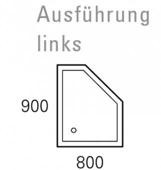 Mauersberger Duschwanne CIRCI 90 x 80 cm - superflach - Links 