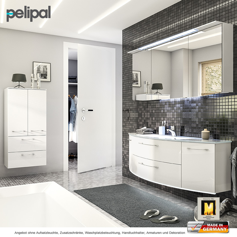 | Unterschrank 2 - mit & 2 mit Spiegelschrank wählbar Pelipal 140 Cassca Waschtisch Auszügen Türen Impulsbad und cm Badmöbel Set